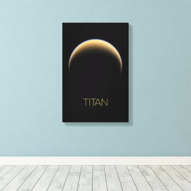 Outer Space, Cosmos, Solar System, Moon Titan Canvas Print (Insitu(Wood Floor))
