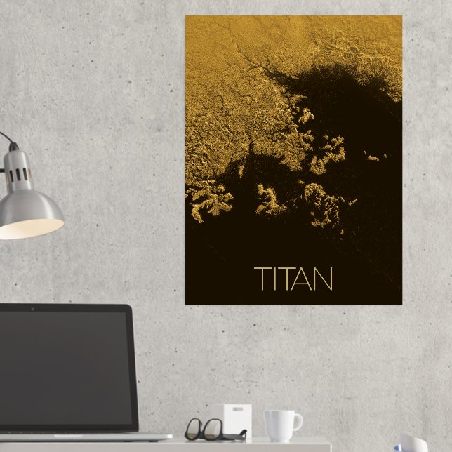 Outer Space, Cosmos, Solar System, Moon Titan Foil Prints (In Situ (Desk 2))