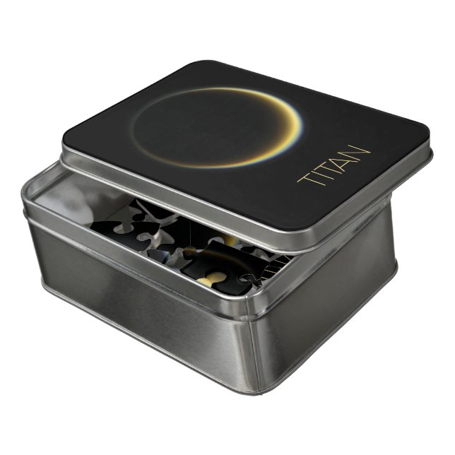 Outer Space, Cosmos, Solar System, Moon Titan Jigsaw Puzzle (Lid Open)