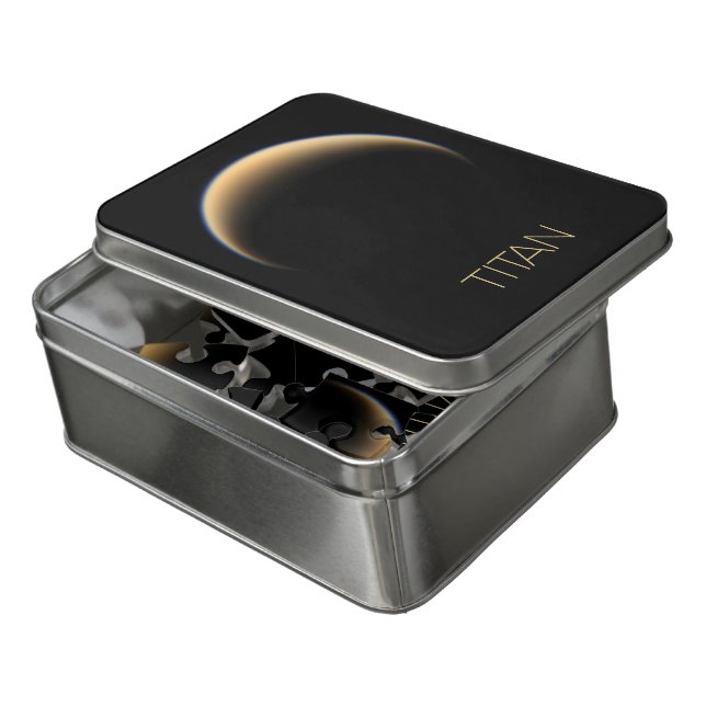 Outer Space, Cosmos, Solar System, Moon Titan Jigsaw Puzzle (Lid Open)