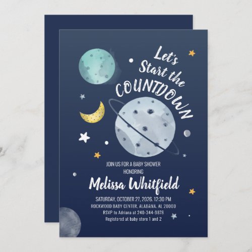Outer Space Countdown Baby Shower Invitation