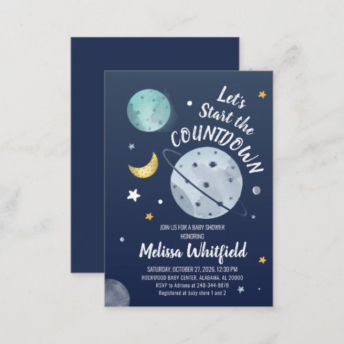 Outer Space Countdown Baby Shower Invitation