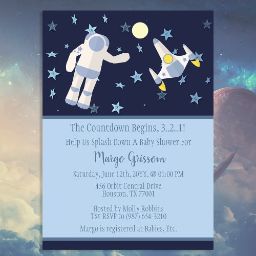 Outer Space Countdown Begins Baby Shower Invitation