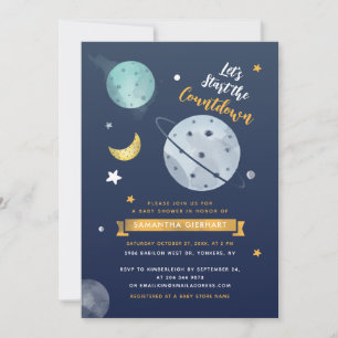 Outer Space Countdown Virtual Baby Shower Invitation