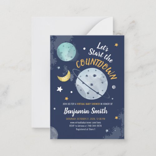 Outer Space Countdown Virtual Baby Shower Note Card