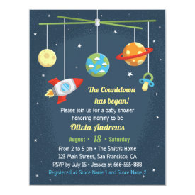 Outer Space Crib Toys Baby Shower Invitations