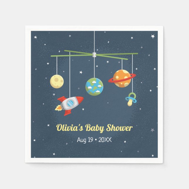 Outer Space Crib Toys Baby Shower Party Supplies Napkins (Front)
