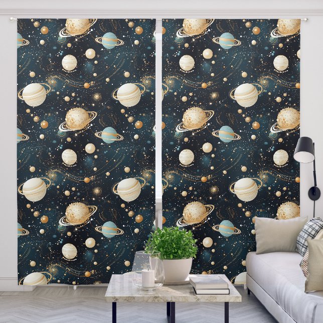 Outer Space Curtains for Kids Room Boys Room (Living Room)