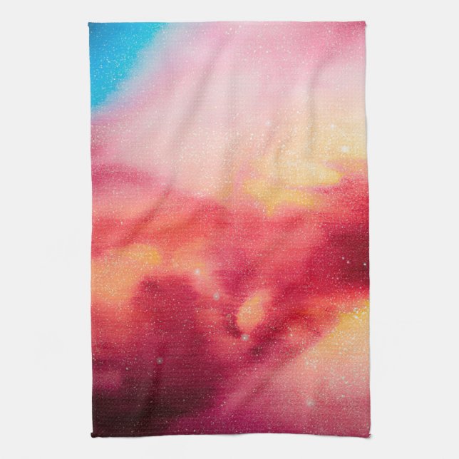 Outer space Dust Cosmic Stars red & yellow dish Kitchen Towel (Vertical)