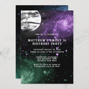 Outer Space Earth Boy Sweet 16 Birthday Party Invitation