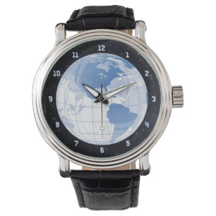 Outer Space Earth Globe w/Stars Watch