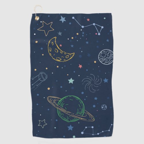 Outer space elements pattern golf towel