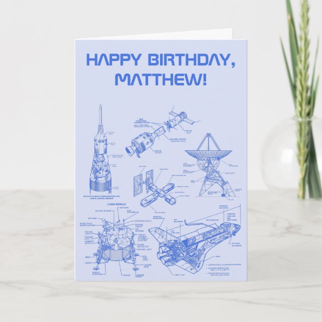 Outer Space Exploration Astronauts Personalized Card (Front)