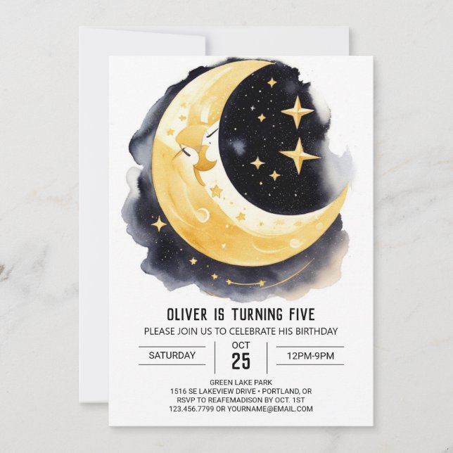 Outer Space Exploration Birthday Invitation (Front)