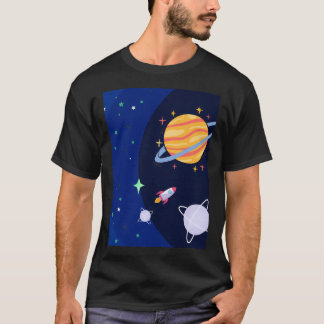 Outer Space Explorer Stars And Planets Design T-Shirt