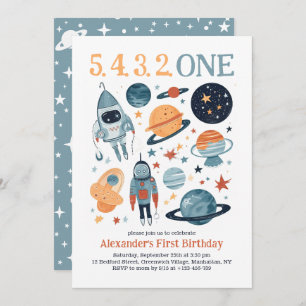 Outer Space First Birthday Countdown Invitation