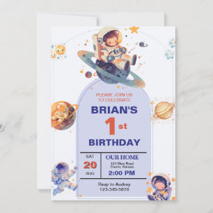 Outer Space First Birthday Invitation
