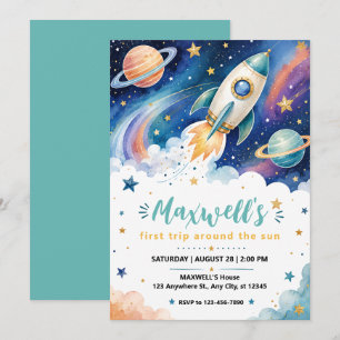 Outer Space First Birthday Invitation