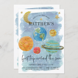 Outer Space First Birthday Invitation