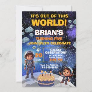 Outer Space First Birthday Invitation
