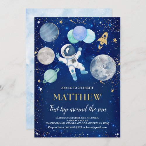 Outer Space First Birthday Invitation