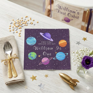 Outer Space First Birthday Party Napkins