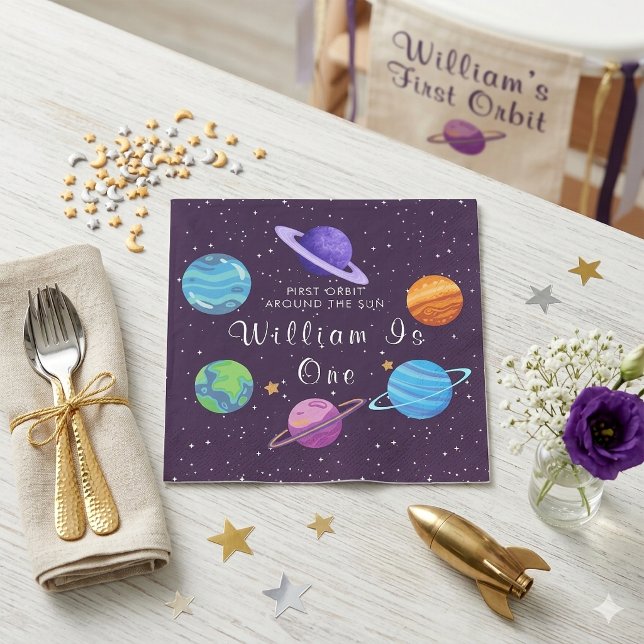 Outer Space First Birthday Party Napkins (Creator Uploaded)