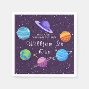Outer Space First Birthday Party Napkins