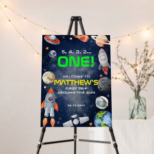 Outer Space First Birthday Welcome Foam Board