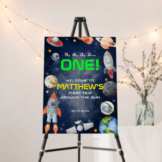 Outer Space First Birthday Welcome Foam Board