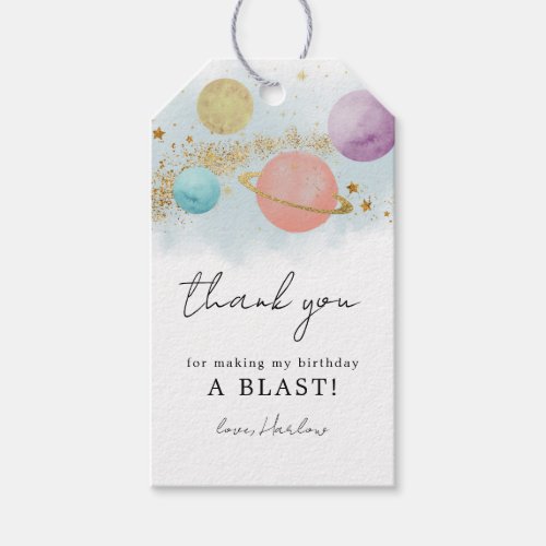 Outer Space First trip around sun Thank You Gift Tags