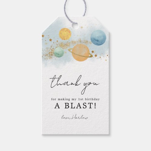 Outer Space First trip around sun Thank You Gift Tags