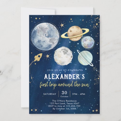 Outer Space First Trip Around the Sun 1st Birthday