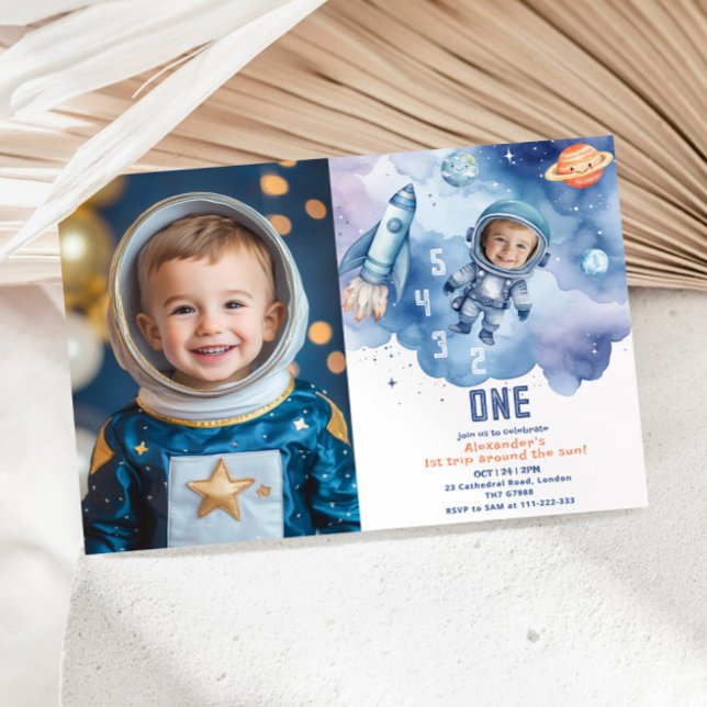 Outer space First trip around the sun Astronaut Invitation (Creator Uploaded)