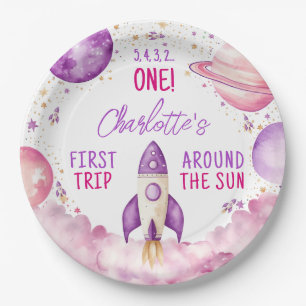 Outer Space First Trip Around The Sun Birthday Paper Plates