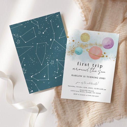 Outer Space First trip around the sun Invitation