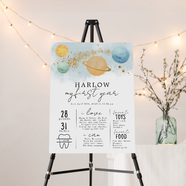 Outer Space First trip around the sun Milestone  Foam Board (In Situ (Stand))