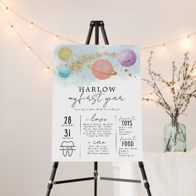 Outer Space First trip around the sun Milestone  Foam Board (In Situ (Stand))