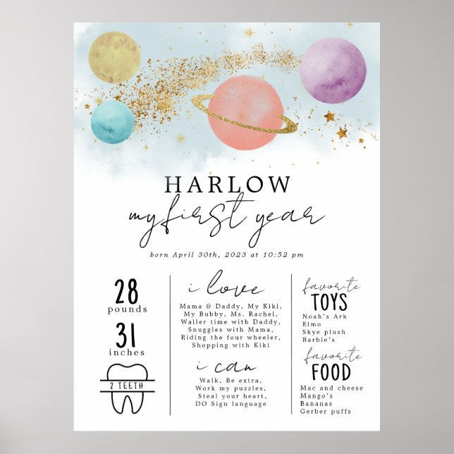 Outer Space First trip around the sun Milestone  Poster (Front)