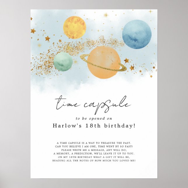 Outer Space First trip around the sun Time Capsule Poster (Front)