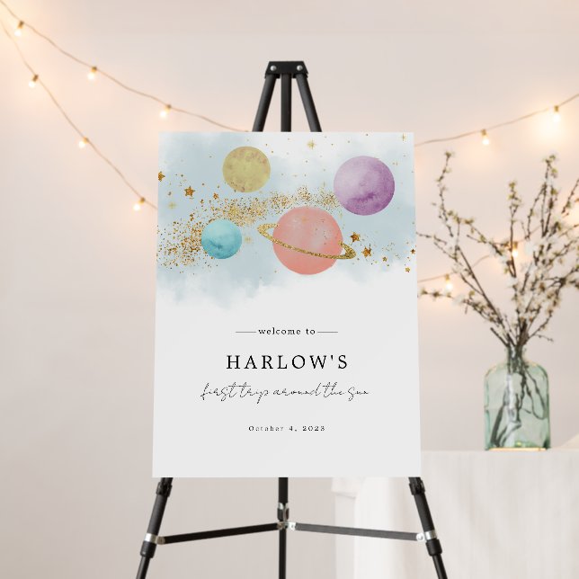 Outer Space First trip around the sun Welcome Sign (In Situ (Stand))