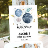 Outer Space First Birthday Milestones Sign Galaxy
