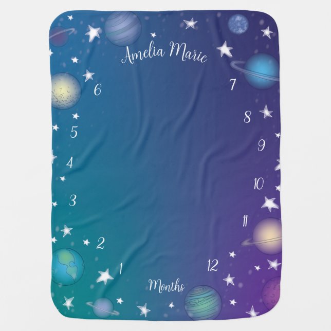 Outer Space Galaxy Baby Shower Blanket (Front)