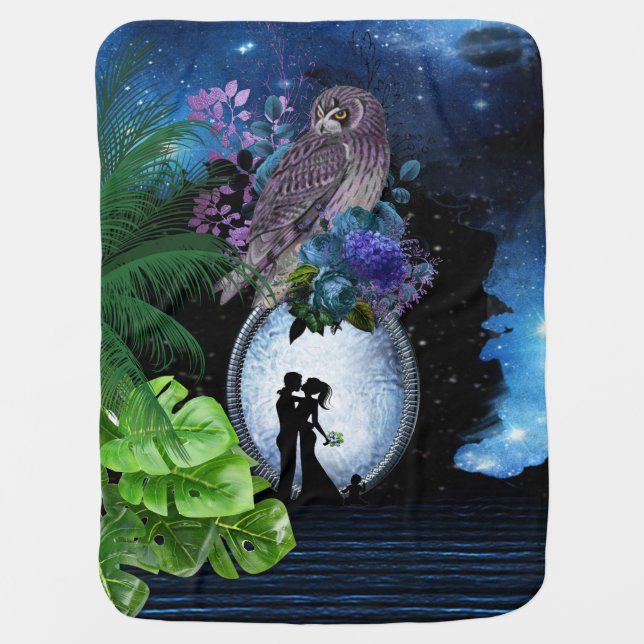 Outer Space Galaxy Baby Shower Gift Blanket (Front)