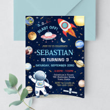 Outer Space Galaxy Birthday Invitation