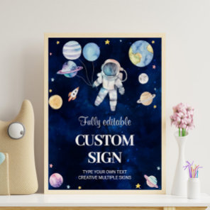 Outer Space Galaxy Boy Birthday Party Table Sign