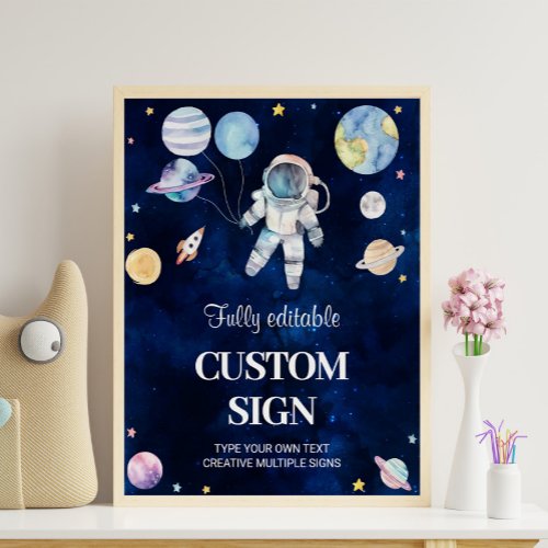 Outer Space Galaxy Boy Birthday Party Table Sign