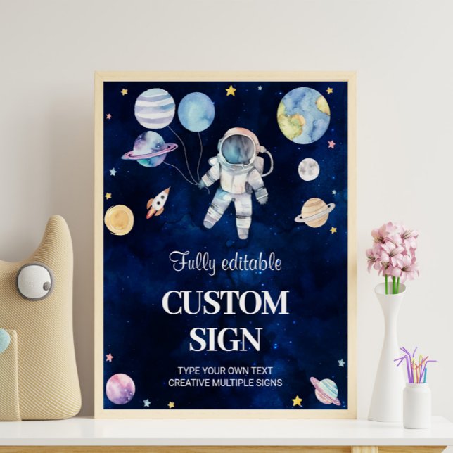 Outer Space Galaxy Boy Birthday Party Table Sign (Creator Uploaded)