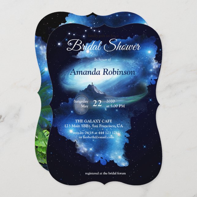 Outer Space Galaxy Bridal Shower Invitation (Front/Back)