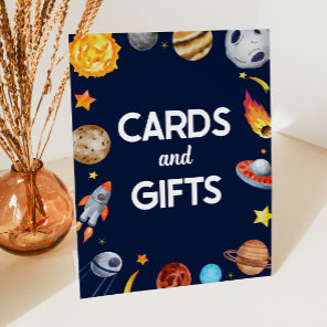 Outer Space Galaxy Cards and Gifts Party Sign